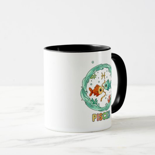 Cute Kawaii Pisces Zodiac Sign Tasse (VorderseiteRechts)