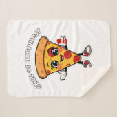 Cute Kawaii Pizza Sherpa Blanket – Cozy Cartoon Pi Sherpadecke (Vorderseite (Horizontal))