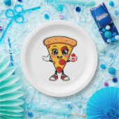 Cute Kawaii Pizza Slice Paper Plates Fun Party Foo Pappteller (Party)