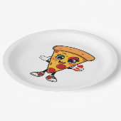 Cute Kawaii Pizza Slice Paper Plates Fun Party Foo Pappteller (Schrägansicht)