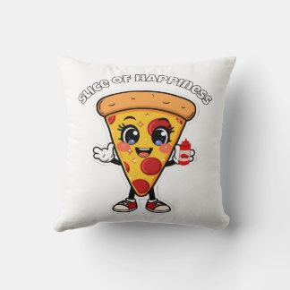 Cute Kawaii Pizza Throw Pillow – Adorable Cartoon  Kissen