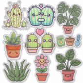 Cute Kawaii Plants Aufkleber (Vorderseite)