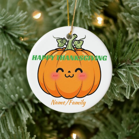 Cute Kawaii Pumpkin Face - Thanksgiving Keramik Ornament (Baum)