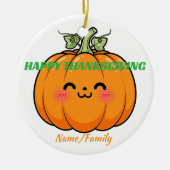 Cute Kawaii Pumpkin Face - Thanksgiving Keramik Ornament (Vorne)