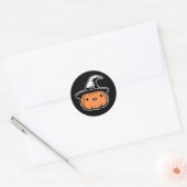 Cute Kawaii Pumpkin Wearing Witch Hat Halloween Runder Aufkleber (Umschlag)