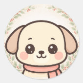 Cute Kawaii Puppy Face Sticker (Vorderseite)