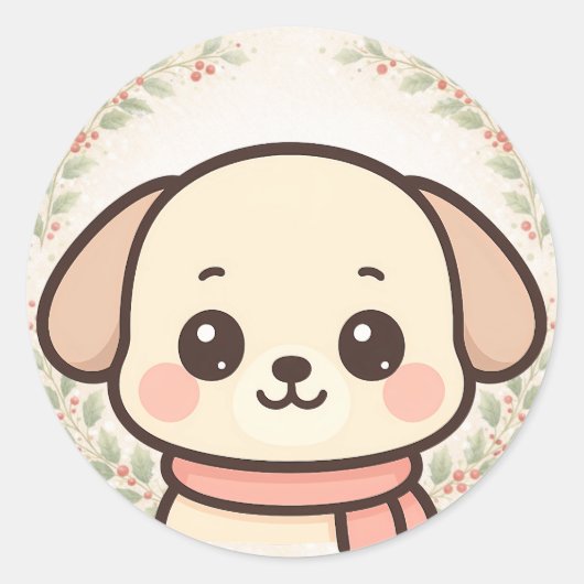 Cute Kawaii Puppy Face Sticker (Vorderseite)