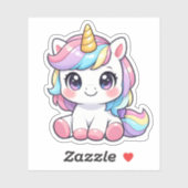 Cute Kawaii Rainbow Unicorn Vinyl Sticker (Blatt)