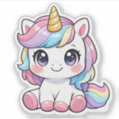 Cute Kawaii Rainbow Unicorn Vinyl Sticker (Vorderseite)