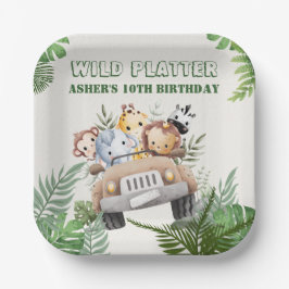 Cute Kawaii Safari Wild Animals Birthday Square Pappteller