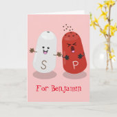 Cute kawaii salt and pepper shakers cartoon karte (Gelbe Blume)