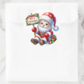 Cute Kawaii Santa Claus Holding Runder Aufkleber (Tasche)