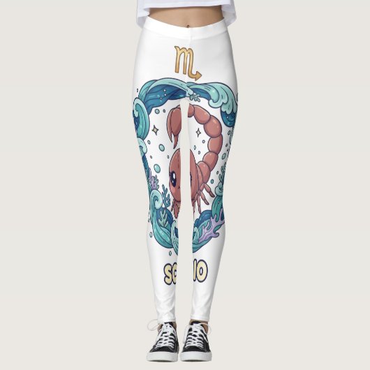 Cute Kawaii Scorpio Zodiac Sign Leggings (Vorderseite)