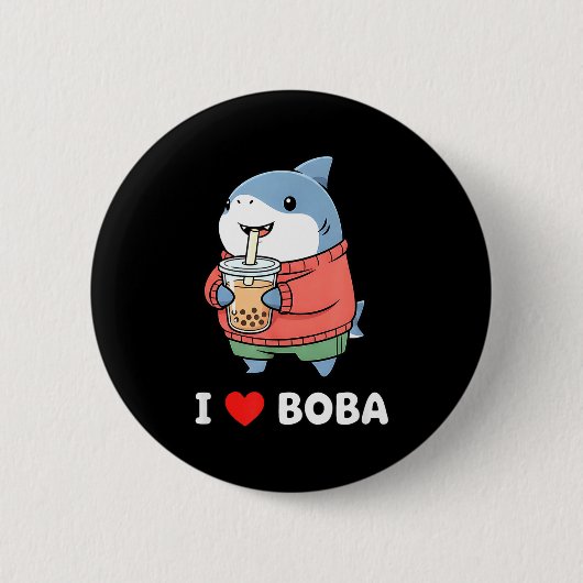 Cute Kawaii Shark Boba Tea Funny Bubble Tea Lover  Button (Vorderseite)