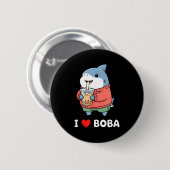 Cute Kawaii Shark Boba Tea Funny Bubble Tea Lover  Button (Vorne & Hinten)