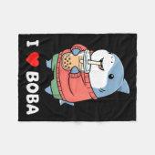 Cute Kawaii Shark Boba Tea Funny Bubble Tea Lover Fleecedecke (Vorderseite (Horizontal))