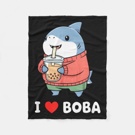 Cute Kawaii Shark Boba Tea Funny Bubble Tea Lover Fleecedecke (Vorderseite)