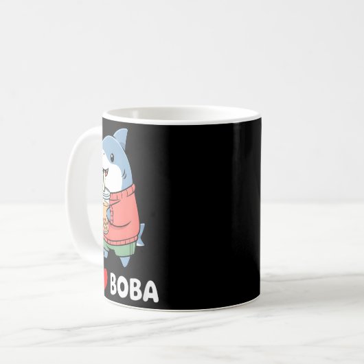 Cute Kawaii Shark Boba Tea Funny Bubble Tea Lover Kaffeetasse (Vorderseite Links)
