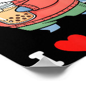 Cute Kawaii Shark Boba Tea Funny Bubble Tea Lover Poster (Ecke)