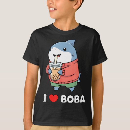 Cute Kawaii Shark Boba Tea Funny Bubble Tea Lover T-Shirt (Vorderseite)
