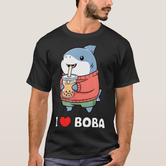Cute Kawaii Shark Boba Tea Funny Bubble Tea Lover  T-Shirt (Vorderseite)
