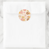 Cute Kawaii Shiba Inu Donut Pattern Runder Aufkleber (Tasche)