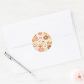 Cute Kawaii Shiba Inu Donut Pattern Runder Aufkleber (Umschlag)