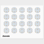 Cute Kawaii Sleepy Teddy Bear Pattern | Pastel Bed Runder Aufkleber (Blatt)
