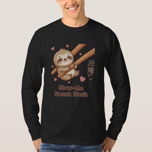 Cute Kawaii Sloth Chopstick Dumpling Cute Meme T-Shirt (Vorderseite)