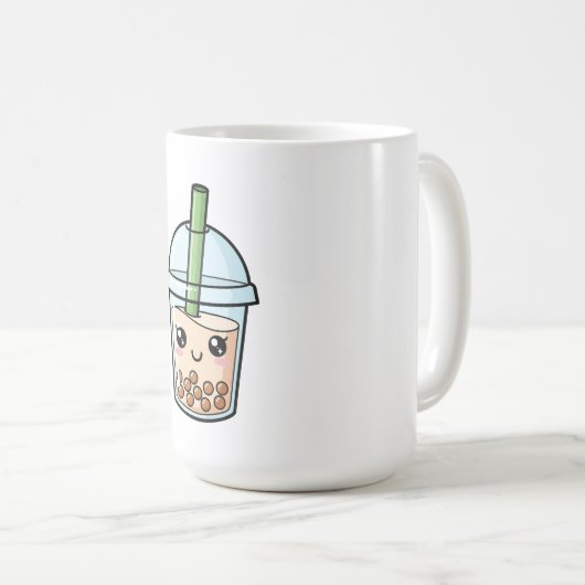 Cute Kawaii Smiling Boba Tea Kaffeetasse (VorderseiteRechts)