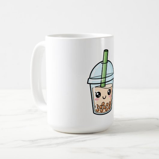 Cute Kawaii Smiling Boba Tea Kaffeetasse (Vorderseite Links)