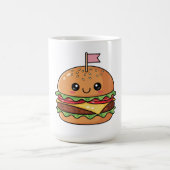 Cute Kawaii Smiling Cheeseburger Illustration Kaffeetasse (Mittel)