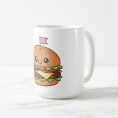 Cute Kawaii Smiling Cheeseburger Illustration Kaffeetasse (VorderseiteRechts)