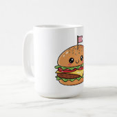 Cute Kawaii Smiling Cheeseburger Illustration Kaffeetasse (Vorderseite Links)