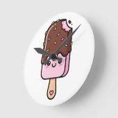 Cute Kawaii Smiling Popsicle Runde Wanduhr (Winkel)
