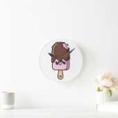 Cute Kawaii Smiling Popsicle Runde Wanduhr (Zuhause)