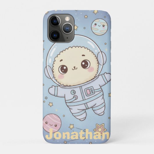 Cute Kawaii Space - Astronaut and Smiling Moon Case-Mate iPhone Hülle (Rückseite)