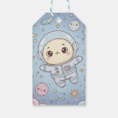 Cute Kawaii Space - Astronaut and Smiling Moon Geschenkanhänger (Rückseite)