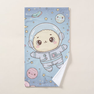 Cute Kawaii Space - Astronaut and Smiling Moon Handtuch