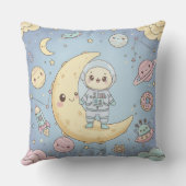 Cute Kawaii Space - Astronaut and Smiling Moon Kissen (Rückseite)