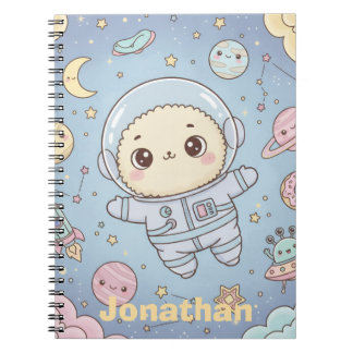 Cute Kawaii Space - Astronaut and Smiling Moon Notizblock
