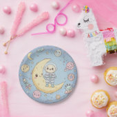 Cute Kawaii Space - Astronaut and Smiling Moon Pappteller (Party)