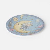 Cute Kawaii Space - Astronaut and Smiling Moon Pappteller (Schrägansicht)