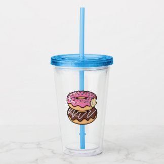 Cute Kawaii Stacked Donuts Illustration Acryltrinkbecher