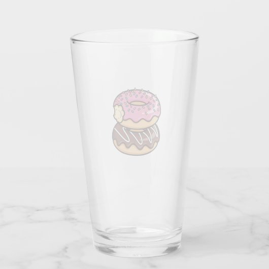 Cute Kawaii Stacked Donuts Illustration Glas (Rückseite)