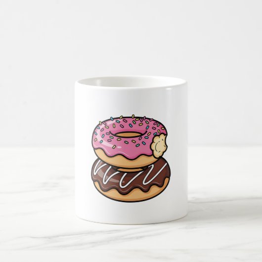 Cute Kawaii Stacked Donuts Illustration Kaffeetasse (Mittel)