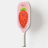 Cute kawaii strawberry cartoon illustration pickleball schläger (Links)