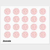 Cute Kawaii Strawberry Pattern  Pink Past Runder Aufkleber (Blatt)