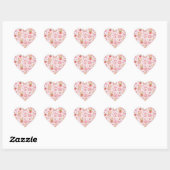 Cute Kawaii Strawberry Teddy Bear Pattern | Pink  Herz-Aufkleber (Blatt)