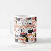 Cute Kawaii Sushi Pattern Coffee Mug | Fun Foodie Kaffeetasse (Vorderseite Links)